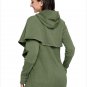 Size XXL Green Hooded hedging long sleeved coat pendulum cross irregular design women's sweater