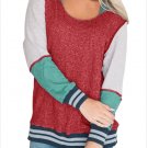 Size M Red New women's fashion long-sleeved women's long sleeve plus size sweater