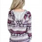 Size S New Christmas snowflake printing hooded hemp long-sleeved women's sweater