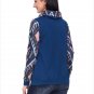 Size S Blue New large size women's printing scarves collar long-sleeved women's sweater