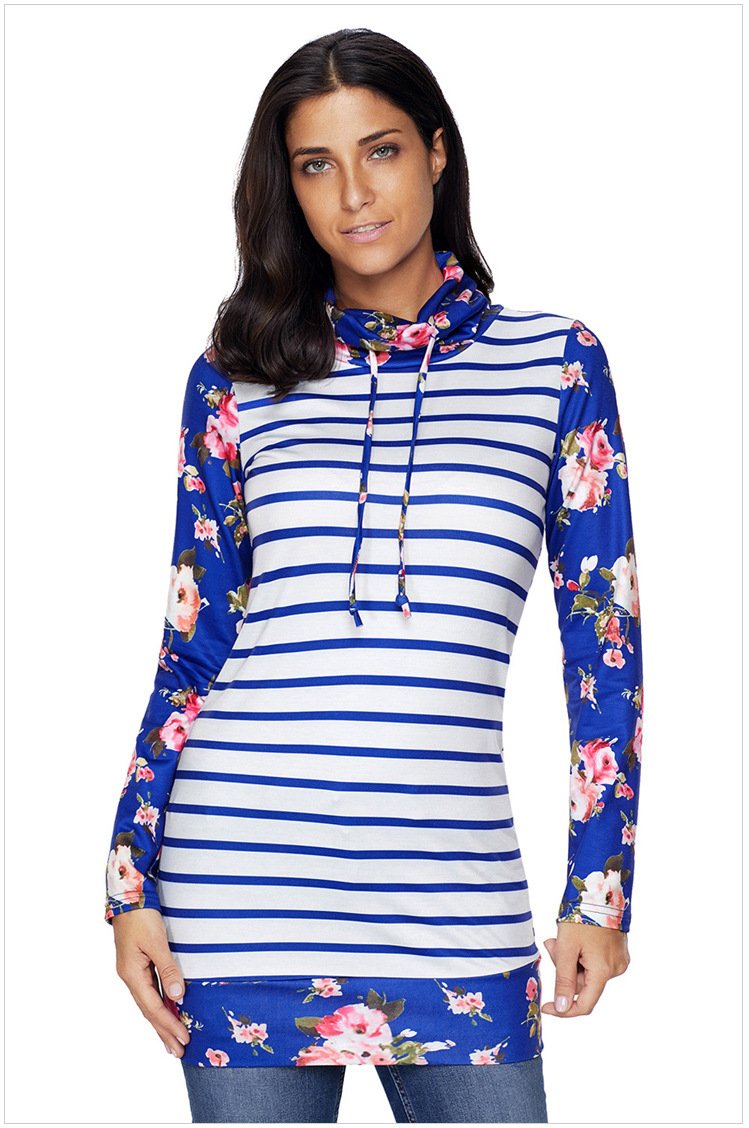 Size S Blue long-sleeved Slim long-size large size women's sweater