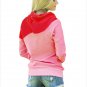 Size L Pink long-sleeved hooded hedging womens sweater