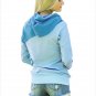 Size M Blue long-sleeved hooded hedging womens sweater