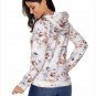 Size XL White Fashion printed string hooded long-sleeved pocket sweater