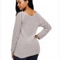 Size XXL Grey Large size sweater V-neck loose wild women's sweaters