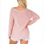 Size M Pink Large size sweater V-neck loose wild women's sweaters
