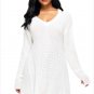 Size L White Women's sweater long-sleeved V-neck strapless sweater