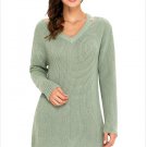 Size XL Green Women's sweater long-sleeved V-neck strapless sweater