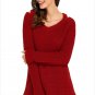 Size L Red Women's sweater long-sleeved V-neck strapless sweater