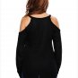 Size S Black Solid color wild knit sexy strapless V-neck long sleeve pullover
