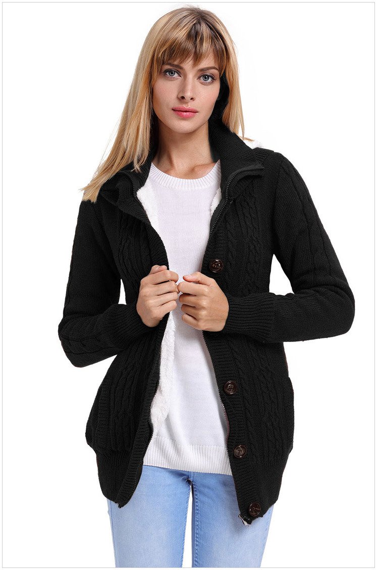 Size M Black New women's knit sweater cardigan long sleeve coat