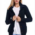 Size M Darkblue New women's knit sweater cardigan long sleeve coat