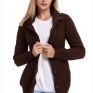 Size XXL Brown New women's knit sweater cardigan long sleeve coat