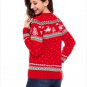 Size XL Red Large size printed sweater round neck long sleeve Christmas sweater