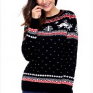Size XXL Black Large size printed sweater round neck long sleeve Christmas sweater