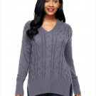 Size M Grey Large size women's sweater long sleeve V-neck long wild women's sweater