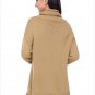 Size L Khaki New rib knit high collar short sleeve long loose women's sweater