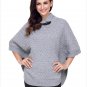 Size S Grey Large size sweater shawl collar bat sleeve knit women's sweater