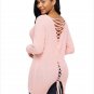 Size XL Long-sleeved V-neck back sexy strap sweater women's sweater