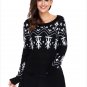 Size M Black Winter sweater sleeve round neck long sleeve printed Christmas sweater