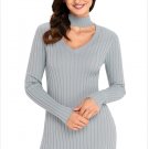 Size XL New neck design sexy V-neck long sleeve large size women's knit sweater