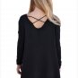 Size S Black Winter sexy women's cross belt V-neck long-sleeved large oversized sweaters