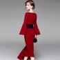 Size XXL Spring new irregular dress waist Slim temperament red long skirt women's banquet dress