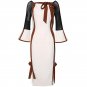 Size XL 2017 new dress speaker sleeves collar ladies temperament Slim thin long dress