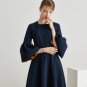 Size XL Retro 2018 fall new female Lotus sleeve elegant dress puff dress