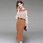 Size M Autumn new ladies long-sleeved dress lace wrap fishtail skirt Slim long Dress