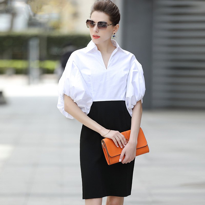 Size M High-end women's autumn 2017 commuter OL Slim original design dress
