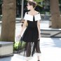 Size XL Slash shoulder mesh gauze dress elegant high-grade elegant 2017 spring summer dress