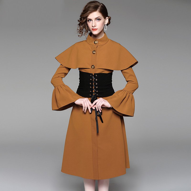 Size L 2017 autumn winter new female long temperament waist jacket