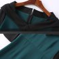 Size S Dark Green Women Long Pencil A-Line Dress Half Sleeve Noble Dress