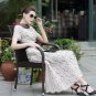 Size S Apricot Women A-line Hollow Out Lace Long Dress
