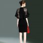 Size L Black Lace Hollow Out Women Elegant Party Dress
