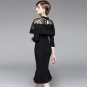 Size S Black Lace Women Elegant Formal Dress Pencil Dress
