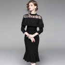 Size M Black Lace Women Elegant Formal Dress Pencil Dress
