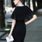 Size L Black OL Lace Patchwork Women Off Shoulder Street Dress