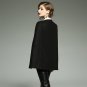 Size M Black Women Embroidered Irregular Cloak Coat