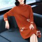 Size M Brown Women Spring Knited Long Dress