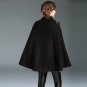 Size S Black Women Sequined Embroidered Cloak Coat