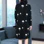 Size L Black Floral Women Knitted Loose Dress