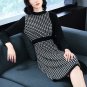 Size M Black Grid Women Chic Dress
