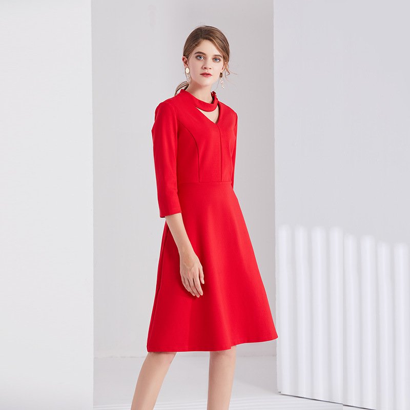 Size XL Red Classic 1950s Women Dress