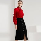 Size XL Red Black Women Two Piece Dress