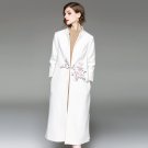 Size XL White Women Embroidered Wool Coat