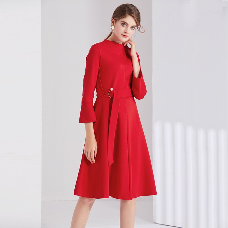 Size L Red Charming Women A-Line Dress