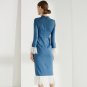 Size S Blue Tassel Women Split Party Dress