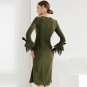 Size XL Green Women Fashion Pencil Dress Special Design Sleeve